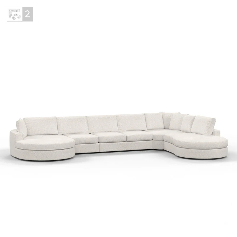 Grand Canapé d'Angle modulable 9-10 places en tissu 393x320xH94 cm - MARDINI