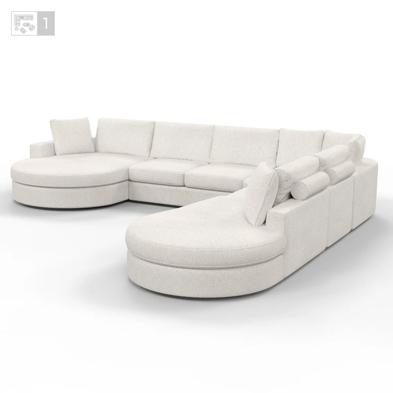 Grand Canapé d'Angle modulable 9-10 places en tissu 393x320xH94 cm - MARDINI