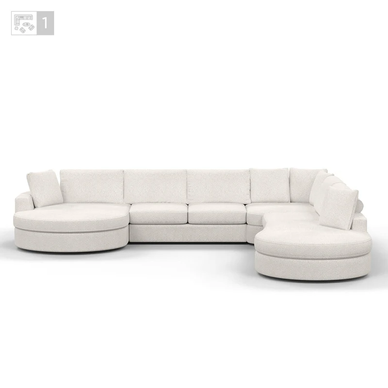 Grand Canapé d'Angle modulable 9-10 places en tissu 393x320xH94 cm - MARDINI