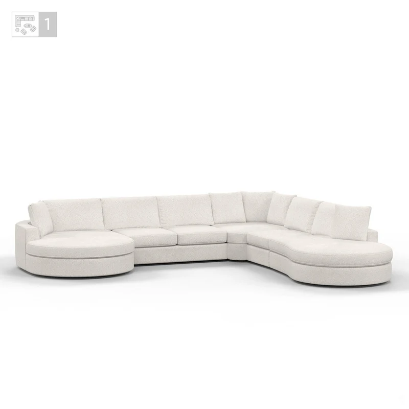 Grand Canapé d'Angle modulable 9-10 places en tissu 393x320xH94 cm - MARDINI