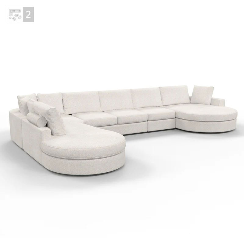 Grand Canapé d'Angle modulable 9-10 places en tissu 393x320xH94 cm - MARDINI