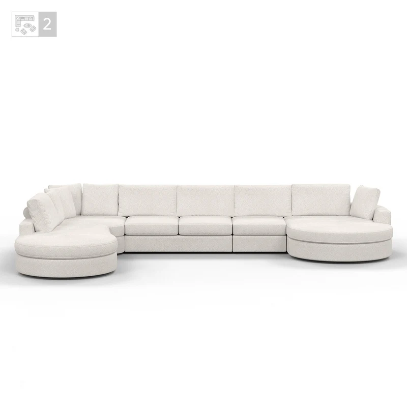 Grand Canapé d'Angle modulable 9-10 places en tissu 393x320xH94 cm - MARDINI