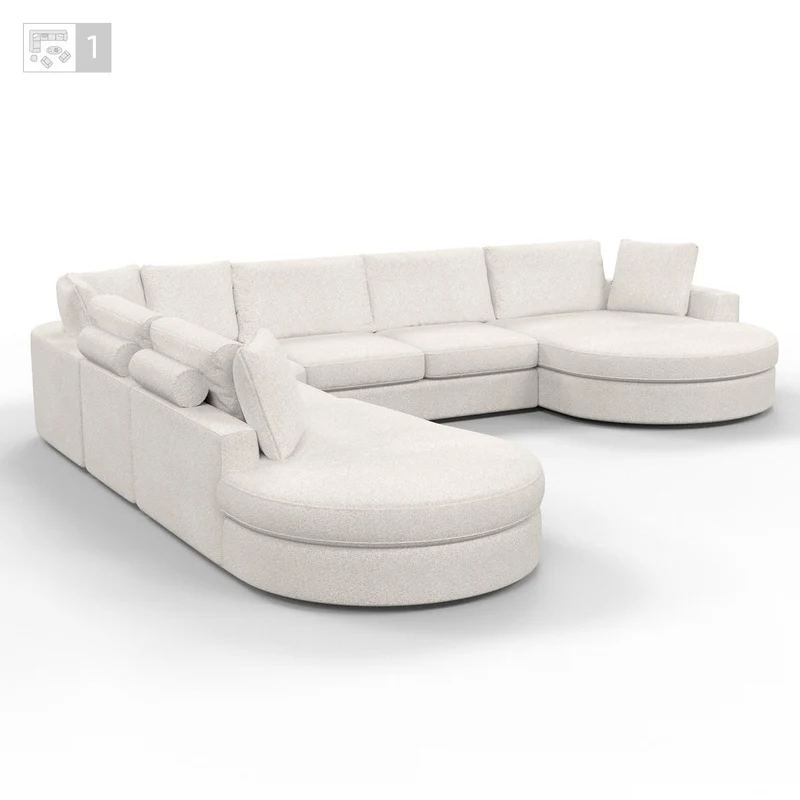 Grand Canapé d'Angle modulable 9-10 places en tissu 393x320xH94 cm - MARDINI