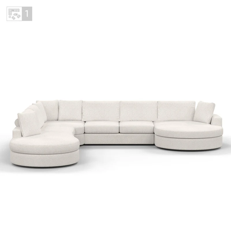 Grand Canapé d'Angle modulable 9-10 places en tissu 393x320xH94 cm - MARDINI