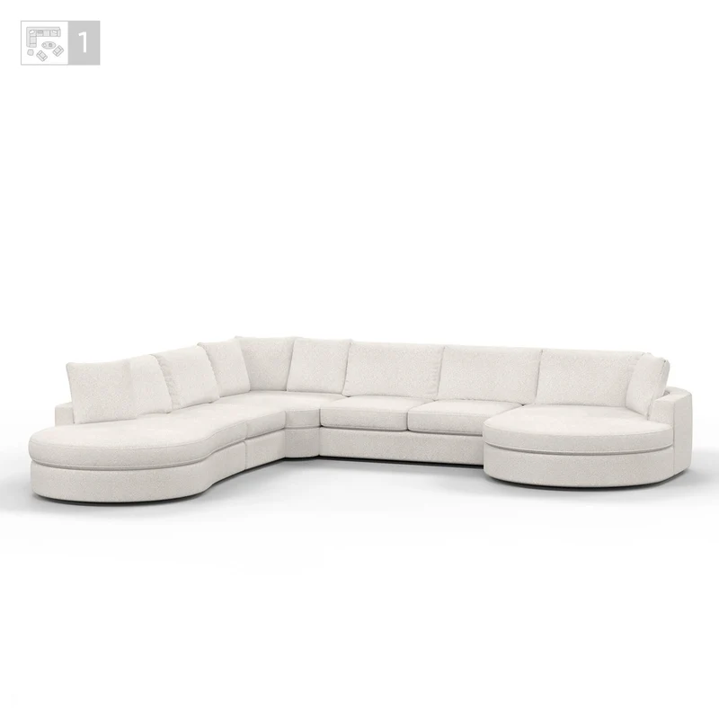 Grand Canapé d'Angle modulable 9-10 places en tissu 393x320xH94 cm - MARDINI