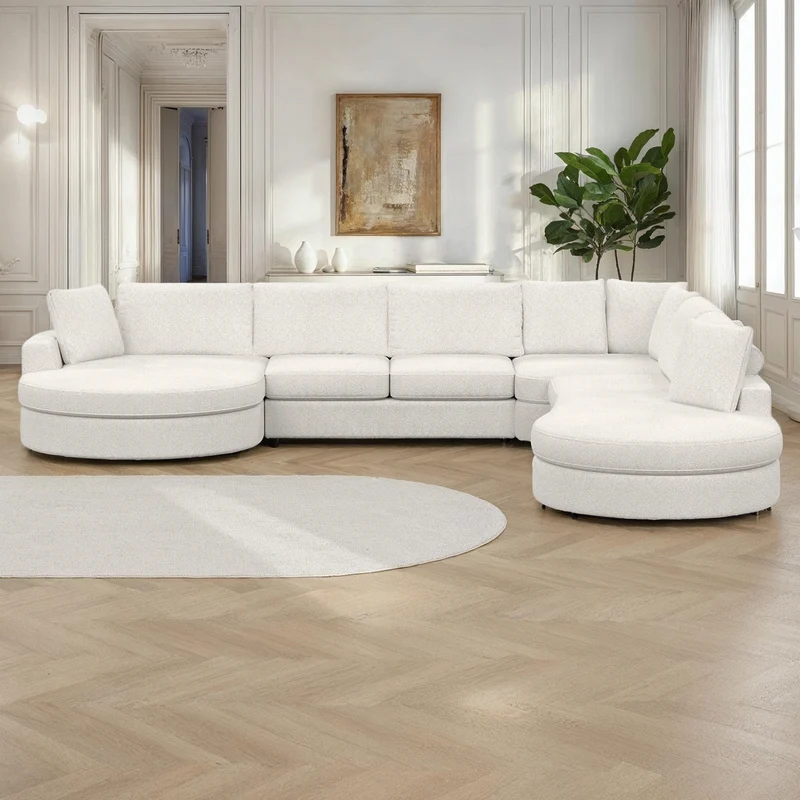 Grand Canapé d'Angle modulable 9-10 places en tissu 393x320xH94 cm - MARDINI