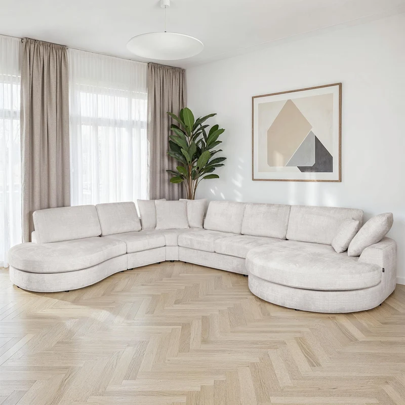 Grand Canapé d'Angle modulable 9-10 places en tissu 393x320xH94 cm - MARDINI