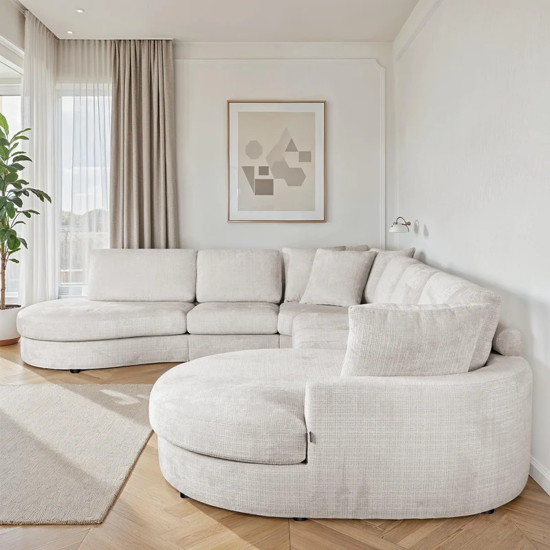 Grand Canapé d'Angle modulable 9-10 places en tissu 393x320xH94 cm - MARDINI
