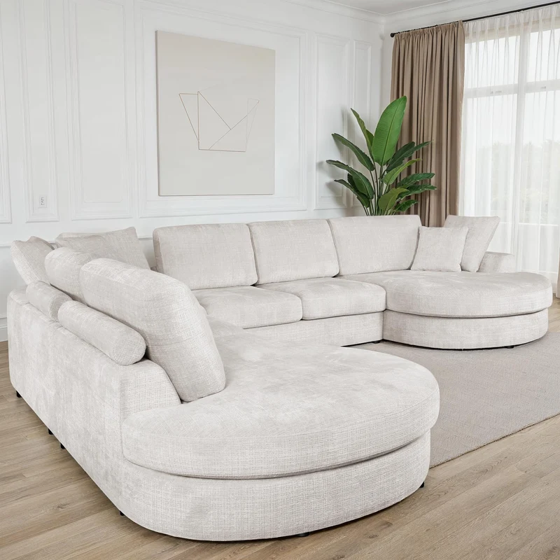 Grand Canapé d'Angle modulable 9-10 places en tissu 393x320xH94 cm - MARDINI