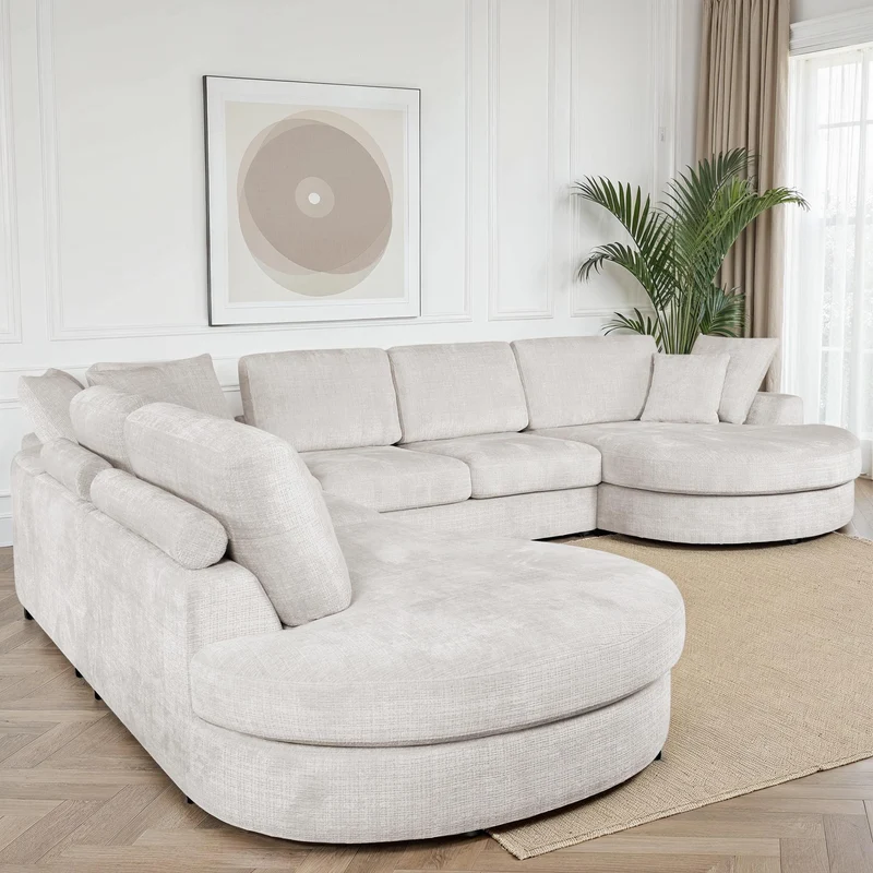 Grand Canapé d'Angle modulable 9-10 places en tissu 393x320xH94 cm - MARDINI