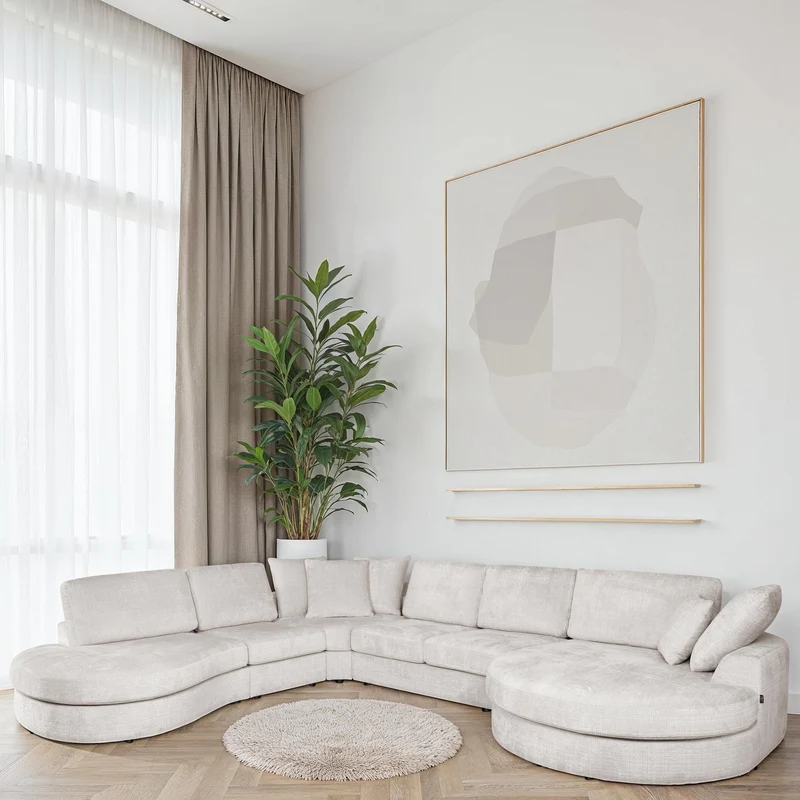 Grand Canapé d'Angle modulable 9-10 places en tissu 393x320xH94 cm - MARDINI