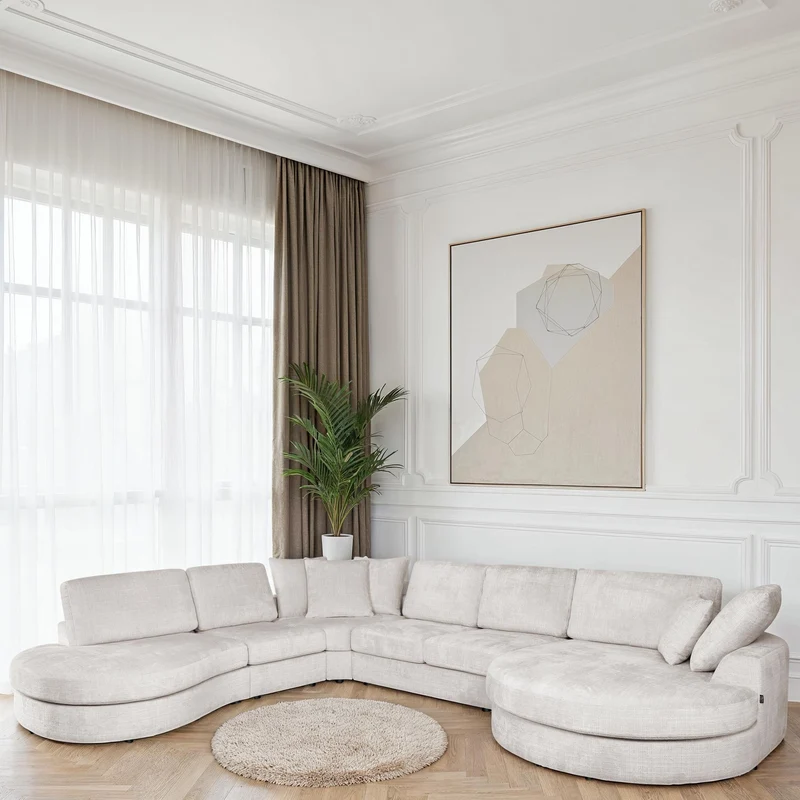 Grand Canapé d'Angle modulable 9-10 places en tissu 393x320xH94 cm - MARDINI