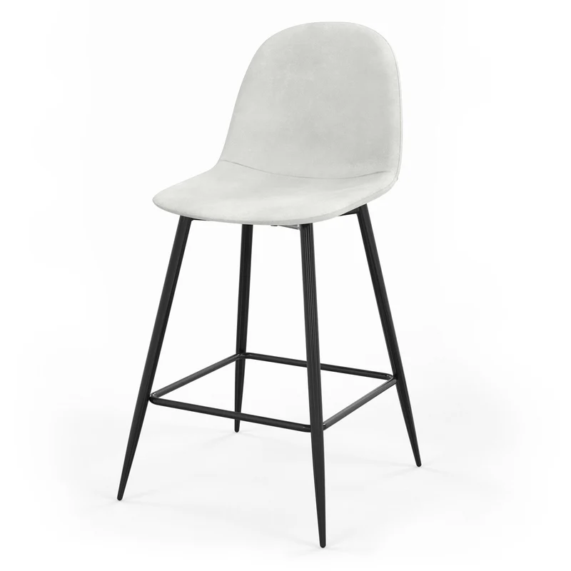 Tabouret de bar en velours pieds noirs, 41x51,5xH106 cm - KLARY