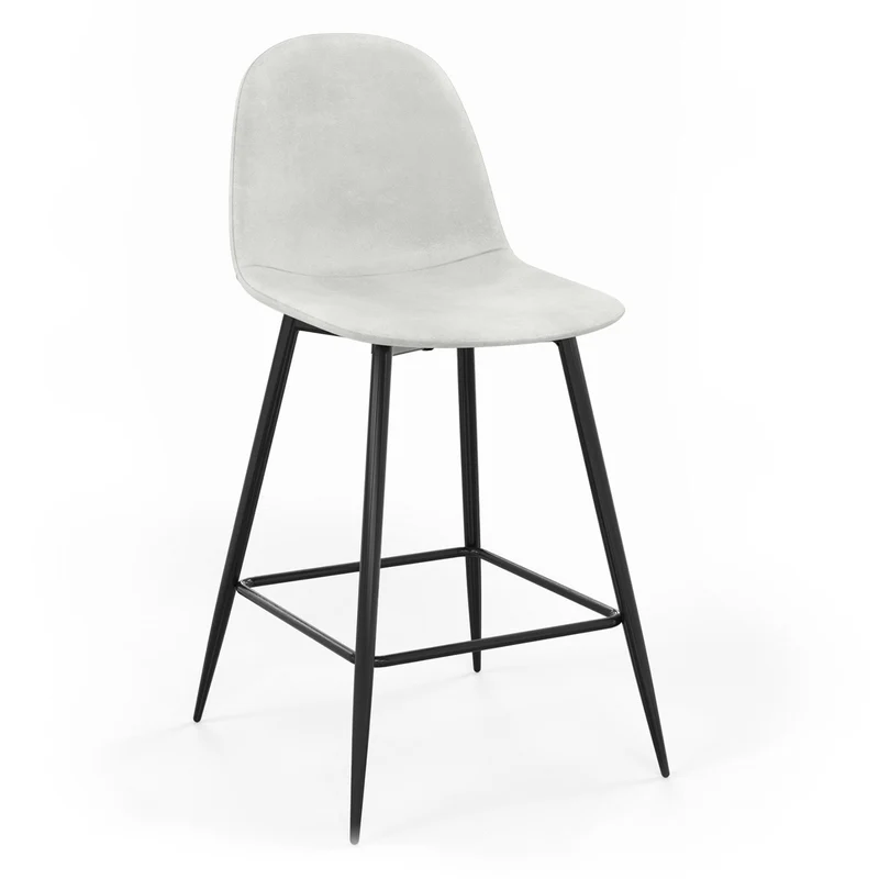 Tabouret de bar en velours pieds noirs, 41x51,5xH106 cm - KLARY