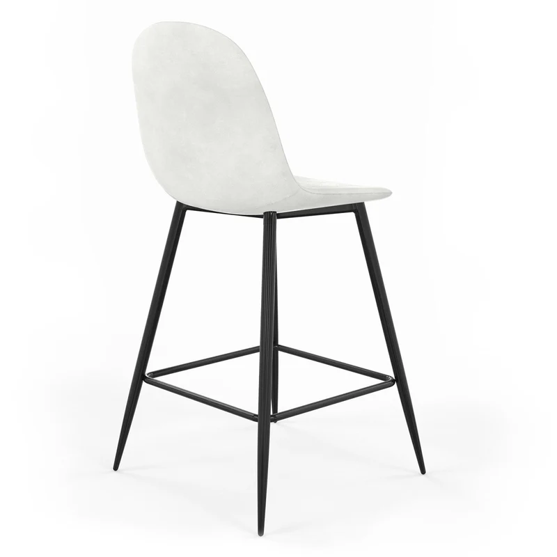 Tabouret de bar en velours pieds noirs, 41x51,5xH106 cm - KLARY