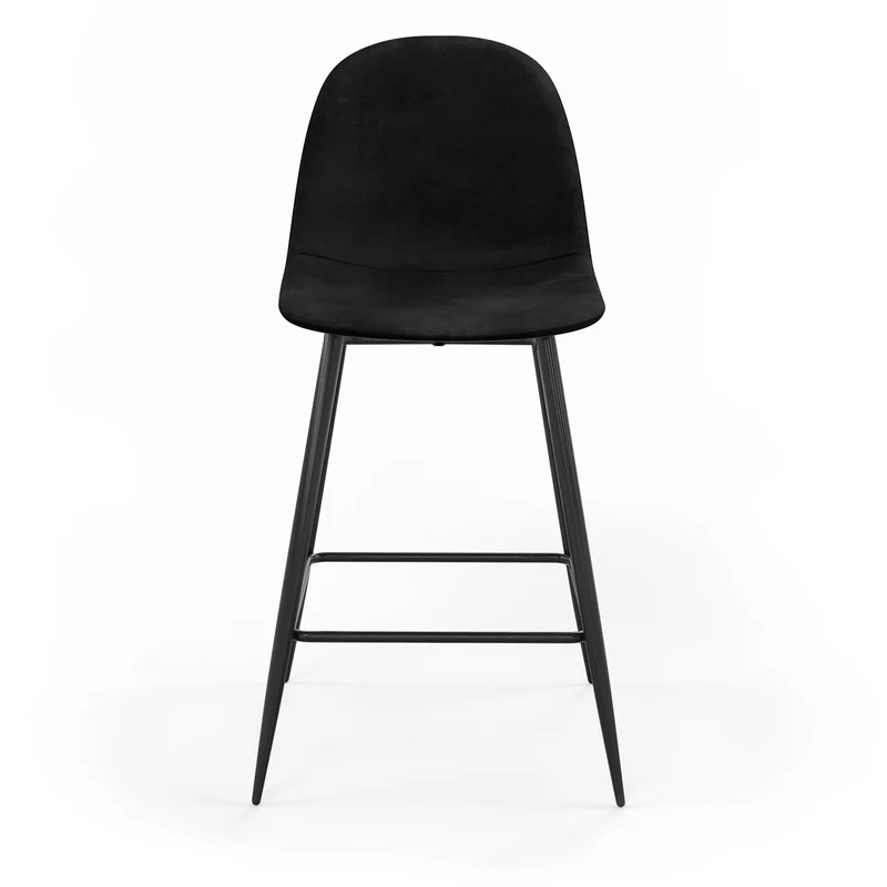 Tabouret de bar en velours pieds noirs, 41x51,5xH106 cm - KLARY