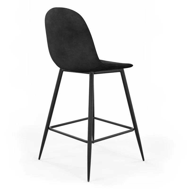 Tabouret de bar en velours pieds noirs, 41x51,5xH106 cm - KLARY