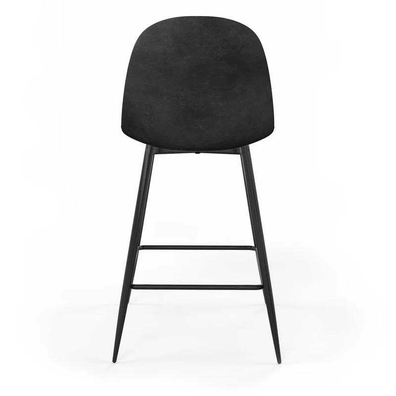 Tabouret de bar en velours pieds noirs, 41x51,5xH106 cm - KLARY