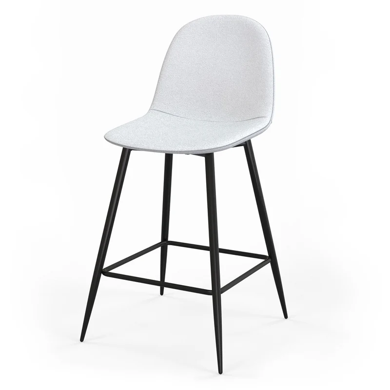 Tabouret de bar en velours pieds noirs, 41x51,5xH106 cm - KLARY