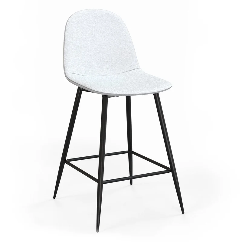 Tabouret de bar en velours pieds noirs, 41x51,5xH106 cm - KLARY