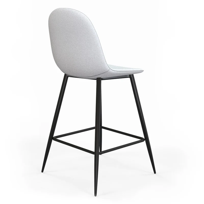 Tabouret de bar en velours pieds noirs, 41x51,5xH106 cm - KLARY