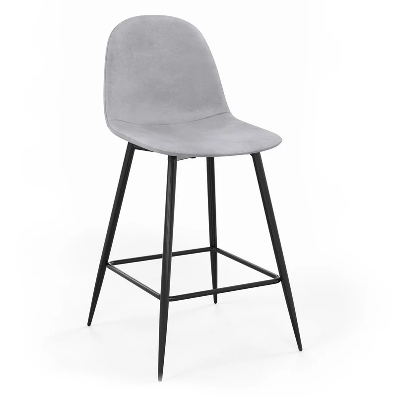 Tabouret de bar en velours pieds noirs, 41x51,5xH106 cm - KLARY