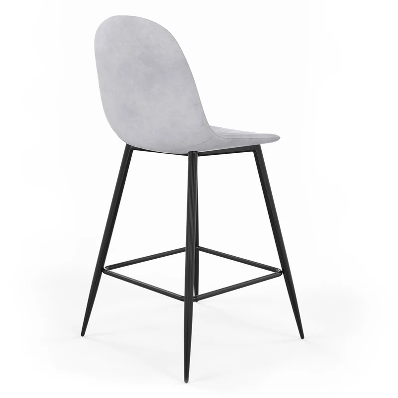 Tabouret de bar en velours pieds noirs, 41x51,5xH106 cm - KLARY
