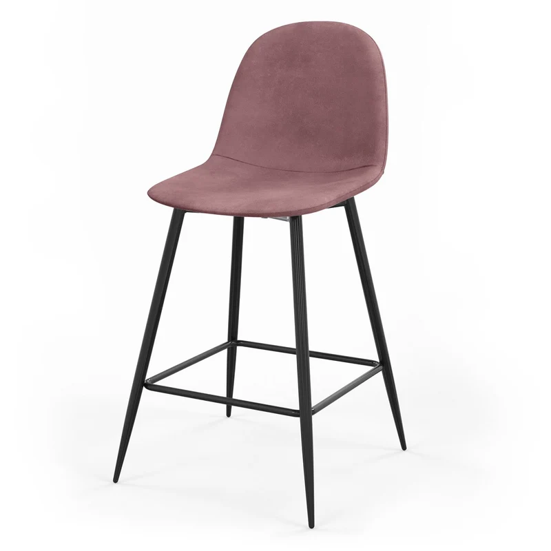 Tabouret de bar en velours pieds noirs, 41x51,5xH106 cm - KLARY