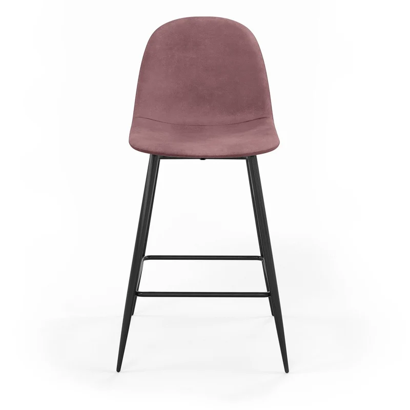 Tabouret de bar en velours pieds noirs, 41x51,5xH106 cm - KLARY