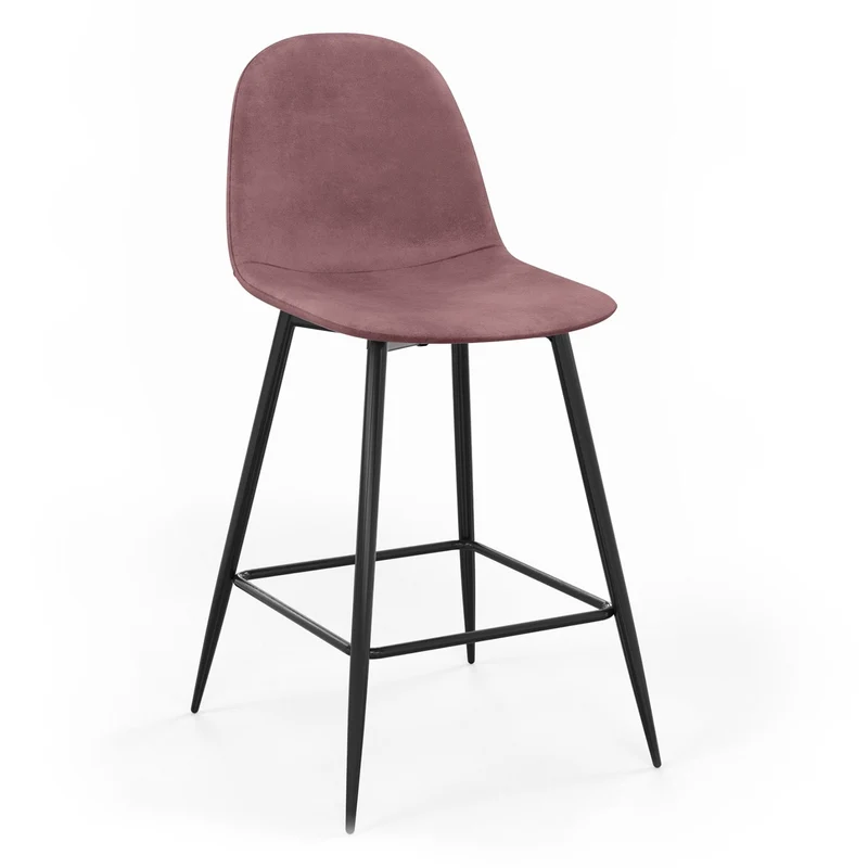 Tabouret de bar en velours pieds noirs, 41x51,5xH106 cm - KLARY