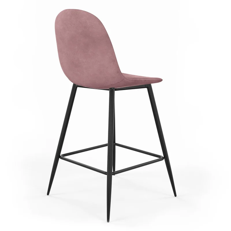 Tabouret de bar en velours pieds noirs, 41x51,5xH106 cm - KLARY