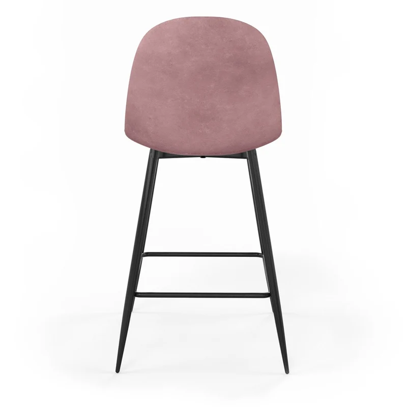 Tabouret de bar en velours pieds noirs, 41x51,5xH106 cm - KLARY