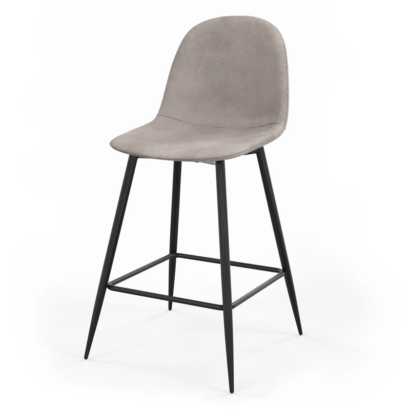 Tabouret de bar en velours pieds noirs, 41x51,5xH106 cm - KLARY