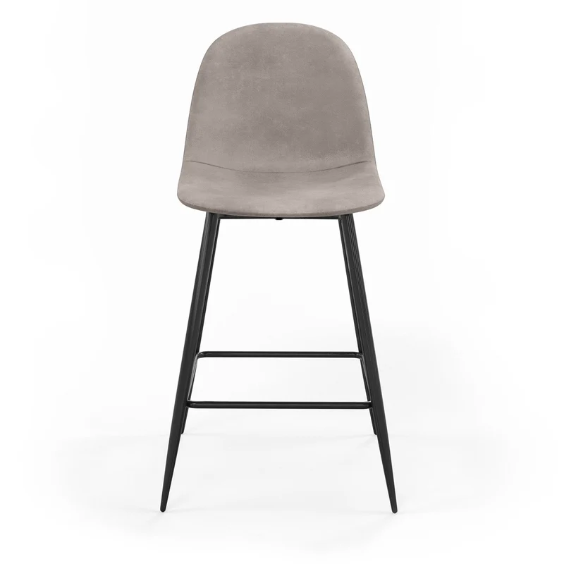 Tabouret de bar en velours pieds noirs, 41x51,5xH106 cm - KLARY