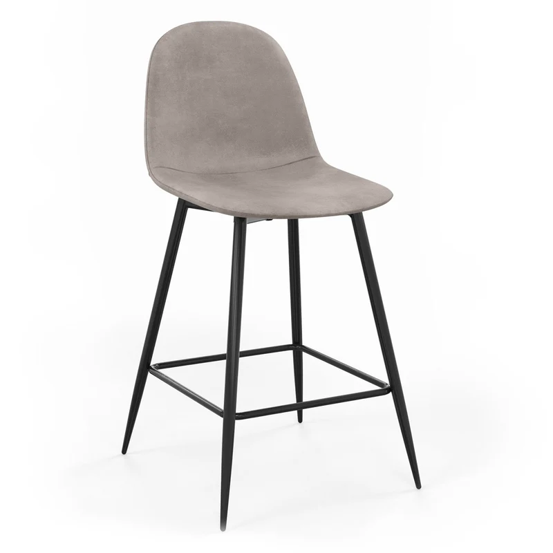 Tabouret de bar en velours pieds noirs, 41x51,5xH106 cm - KLARY