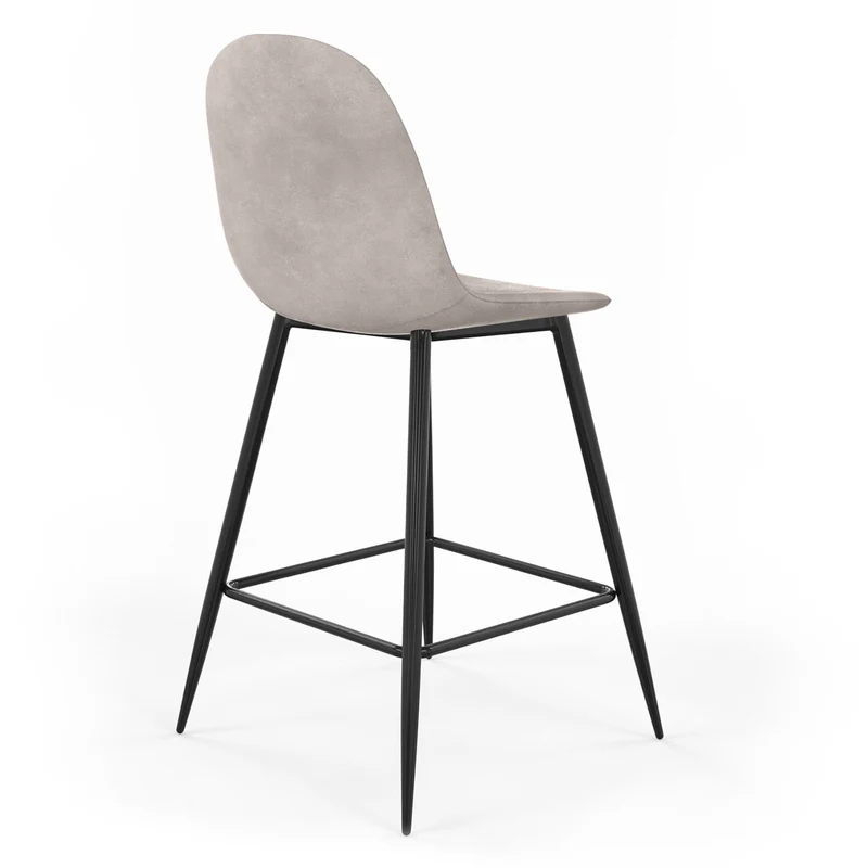 Tabouret de bar en velours pieds noirs, 41x51,5xH106 cm - KLARY