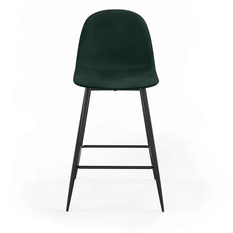 Tabouret de bar en velours pieds noirs, 41x51,5xH106 cm - KLARY