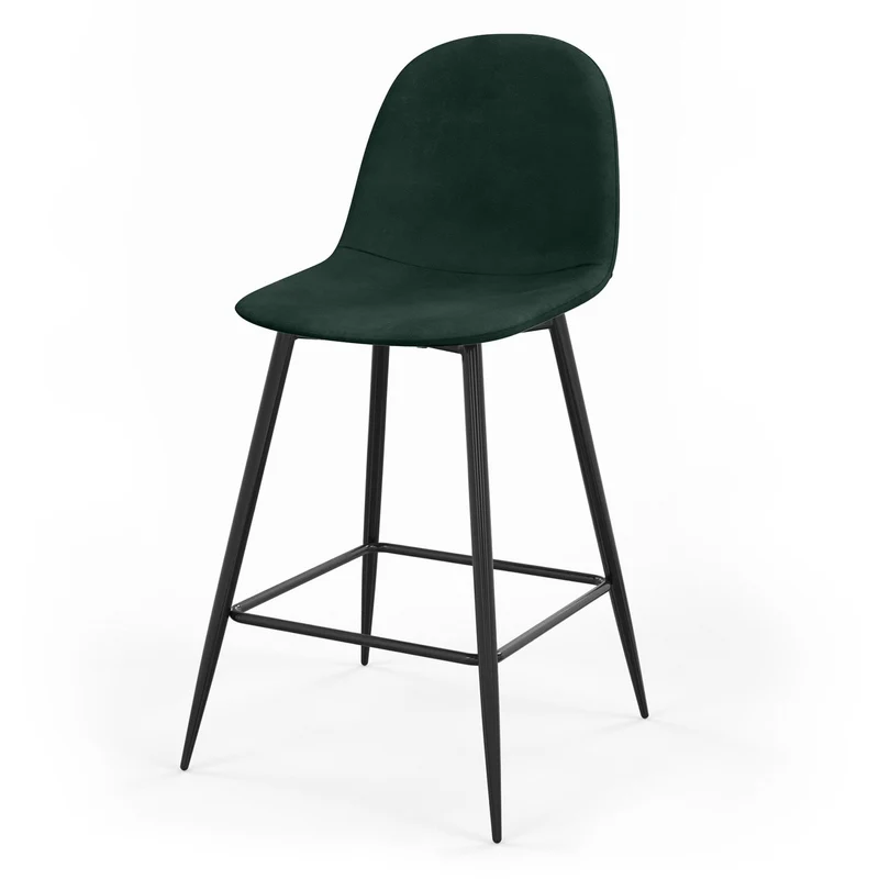 Tabouret de bar en velours pieds noirs, 41x51,5xH106 cm - KLARY