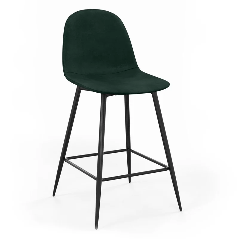 Tabouret de bar en velours pieds noirs, 41x51,5xH106 cm - KLARY