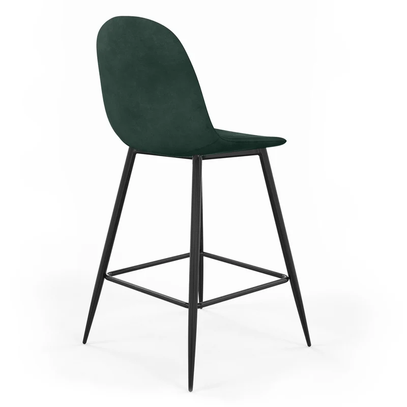 Tabouret de bar en velours pieds noirs, 41x51,5xH106 cm - KLARY