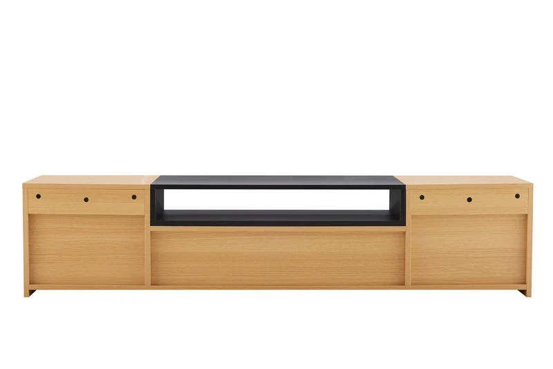 TV-Board suspendu LOFT 160cm naturel noir trois compartiments avec tiroir