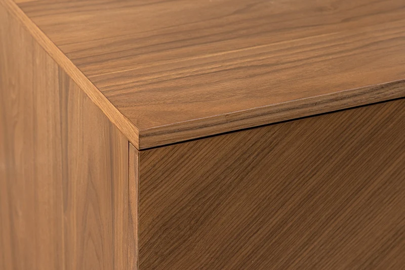 Buffet bas industriel GRANDEZZA 180cm noyer naturel meuble TV métal noir