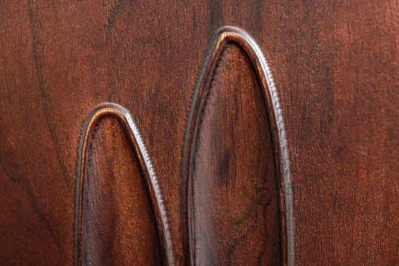 Buffet massif DUNE 175cm bois d’acacia marron noyer design 3D métal noir