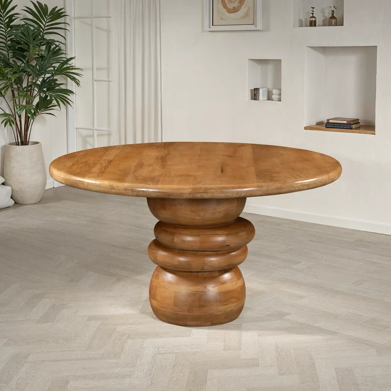 Table à manger ronde en bois de manguier, H76CM - MASSIMO