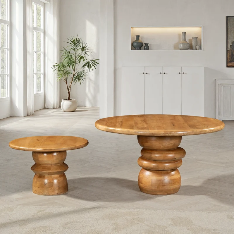 Table à manger ronde en bois de manguier, H76CM - MASSIMO