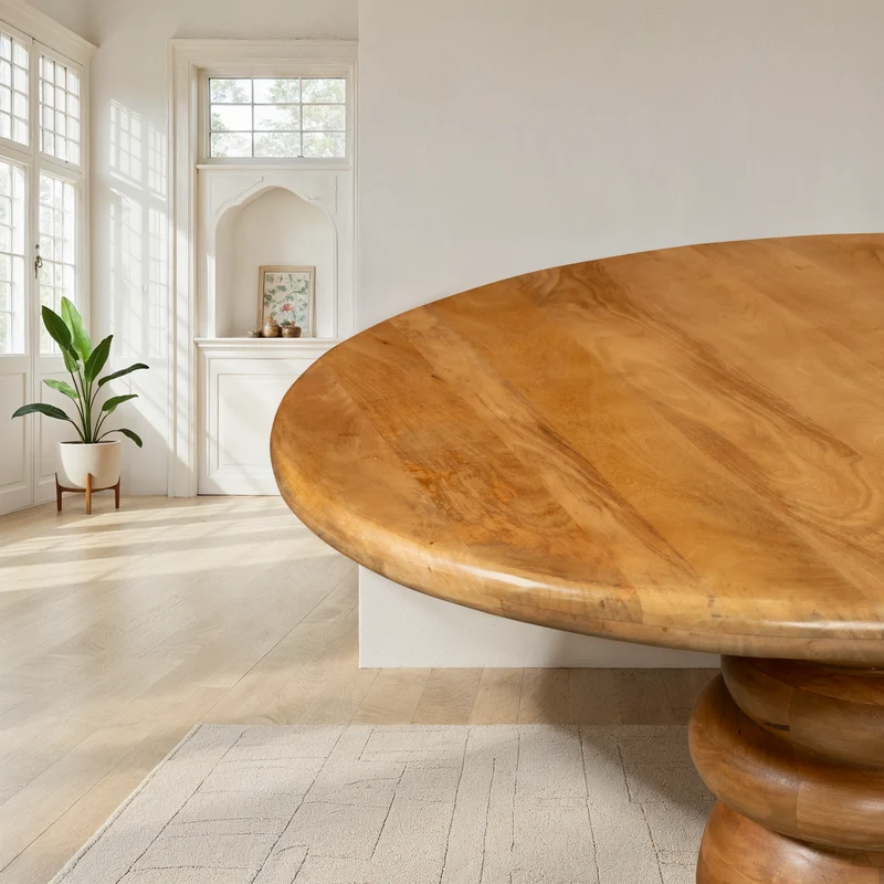 Table à manger ronde en bois de manguier, H76CM - MASSIMO