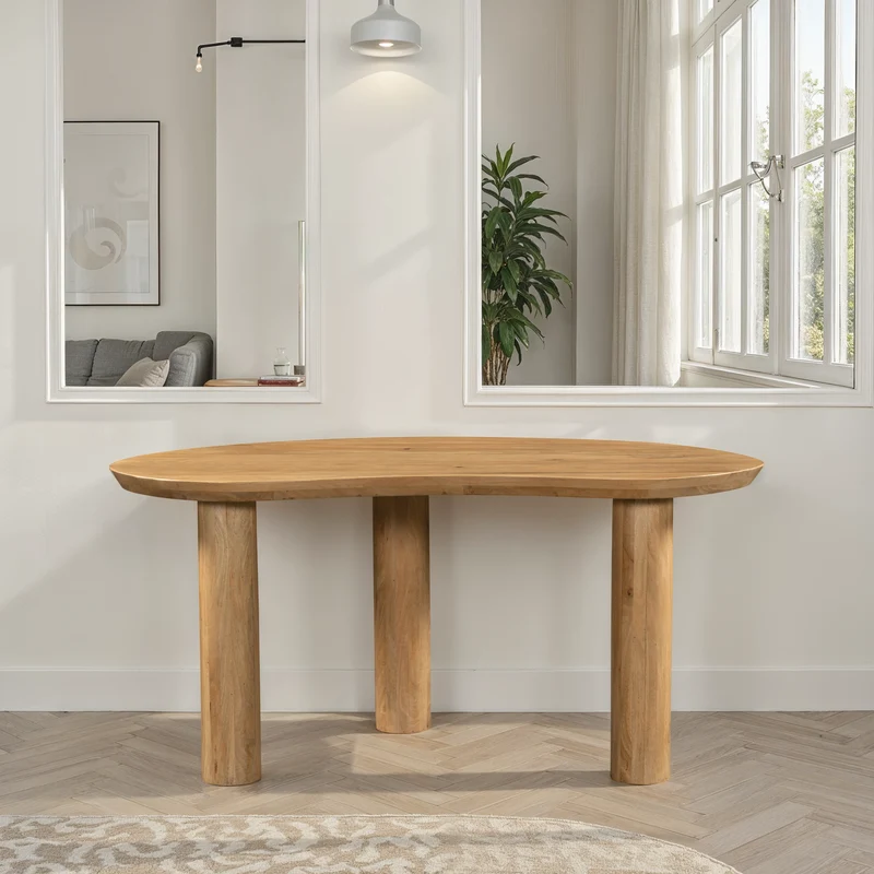 Table à manger organique en bois de manguier, 160x90xH76CM Perla