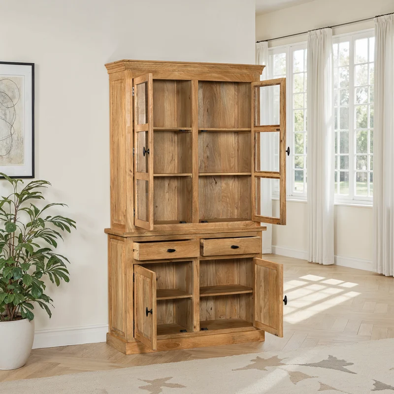 Vaisselier en bois de manguier, H220CM - ORLANE