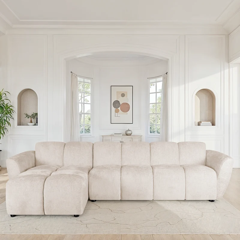 Canapé d'angle en tissu anti tache, 317x163xH77CM - LILO
