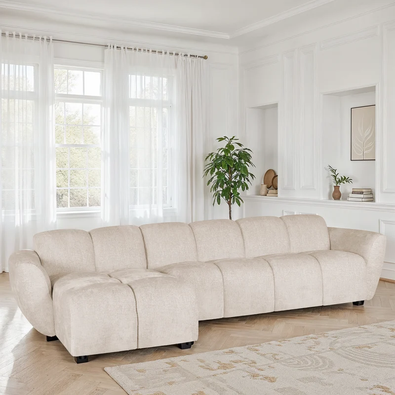 Canapé d'angle en tissu anti tache, 317x163xH77CM - LILO